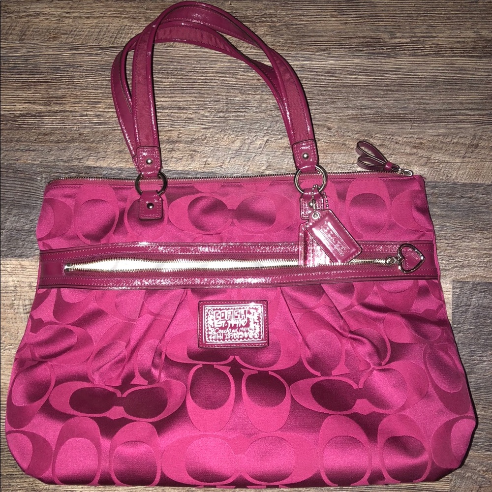COACH hot pink tote bag